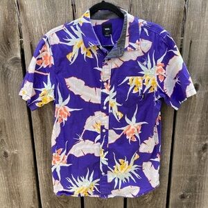 Men's VANS Multicolor Tropical Hawaiian Shirt S Pocket TIKI Beach Summer Skate